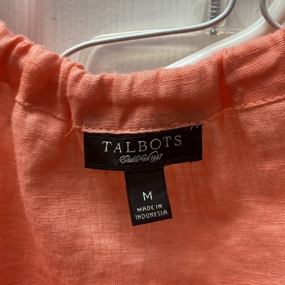 U women Talbots solid orange button down regular size shirt M.  NWT - Picture 2 of 7